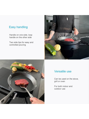 Intirilife Gusseisen Pfanne in Schwarz