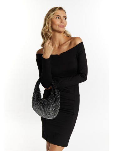 faina Damen Schultertasche Mit Strass in Schwarz