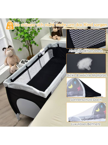 COSTWAY 4 in 1 Reisebett Babywiege Wickeltisch in Schwarz
