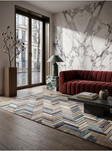 KADIMA DESIGN Stilvoller Teppich mit rutschfestem Rücken, ideal für aktive Bereiche in Multicolor-Blau