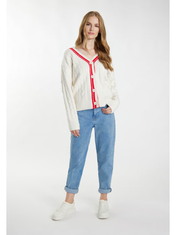 DreiMaster Damen Strickjacke in Wollweiss Rot