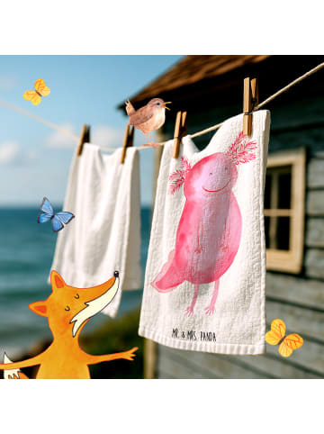 Mr. & Mrs. Panda Handtuch Axolotl Glücklich ohne Spruch in Weiß