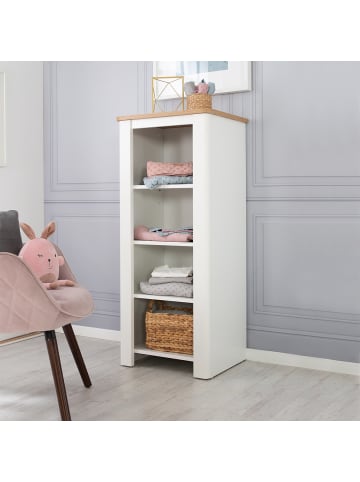 roba Standregal Ava Weiß/Eiche mit 4 Fächern & dekorativem Kranz