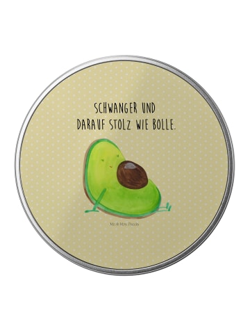 Mr. & Mrs. Panda Blechdose rund Avocado Schwangerschaft mit Spruch in Gelb Pastell