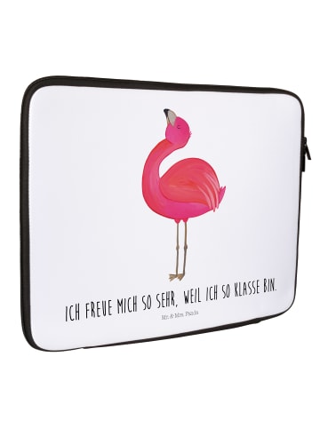 Mr. & Mrs. Panda Notebook Tasche Flamingo Stolz mit Spruch in Weiß