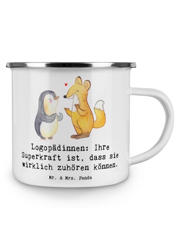 Mr. & Mrs. Panda Pott Logopädin Superkraft mit Spruch in Weiß