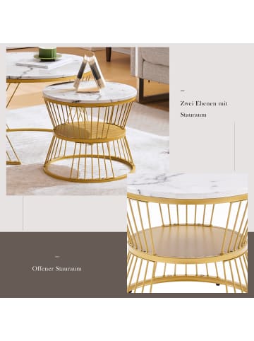 ABRIHOME Nesting Couchtisch with Goldene Farbe Frame in Weiß