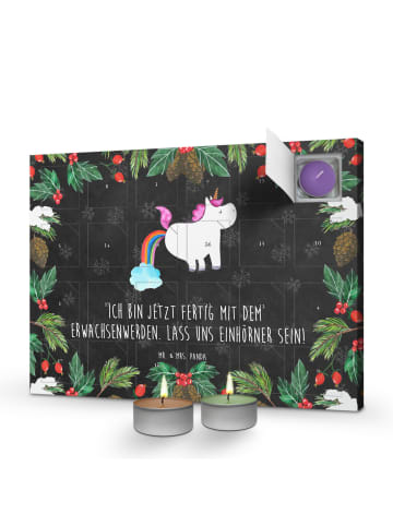 Mr. & Mrs. Panda adventskalender kerzen Einhorn Pupsen mit Spruch in Kreidetafel
