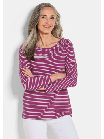 GOLDNER Langarm 3er-Baumwollshirt-Set in beere / cremeweiß / beere / geringelt