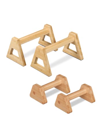 relaxdays 4 x Liegestützgriffe in Natur