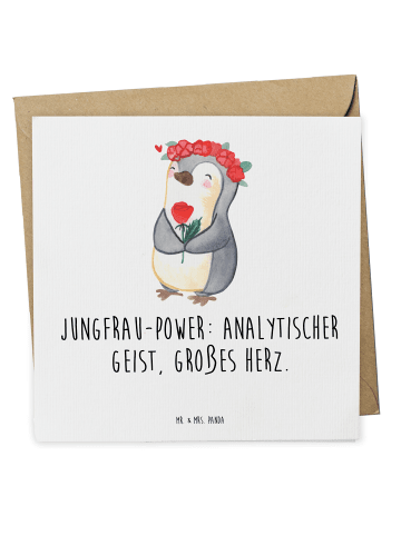 Mr. & Mrs. Panda Glückwunschkarte Jungfrau Astrologie mit Spruch in Weiß
