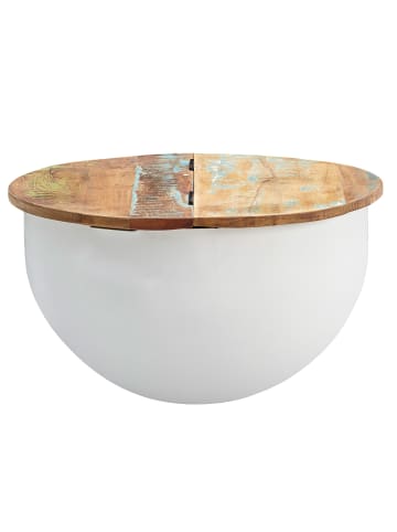 KADIMA DESIGN Industrie Couchtisch mit klappbarer Tischplatte und Aufbewahrung in Weiß