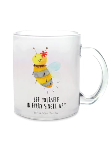 Mr. & Mrs. Panda Teeglas Biene Blume mit Spruch in Transparent