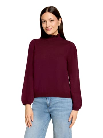 CARTOON Strickpullover mit Rüschen in Dark Aubergine
