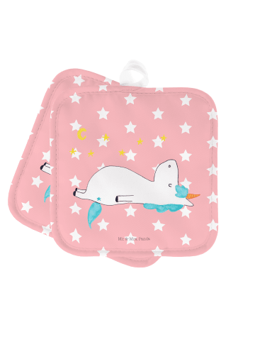 Mr. & Mrs. Panda Topflappen Einhorn Sternenhimmel ohne Spruch in Rot Pastell