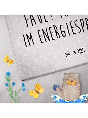 Mr. & Mrs. Panda Gästehandtücher Eisbär Faul mit Spruch in Grau Pastell