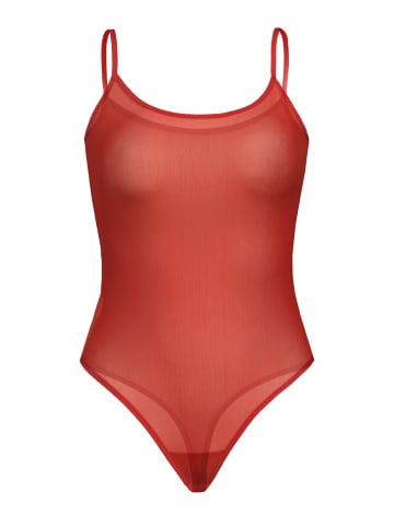 Teyli Mesh-Bodysuit mit dünnen Trägern Sophi in rot