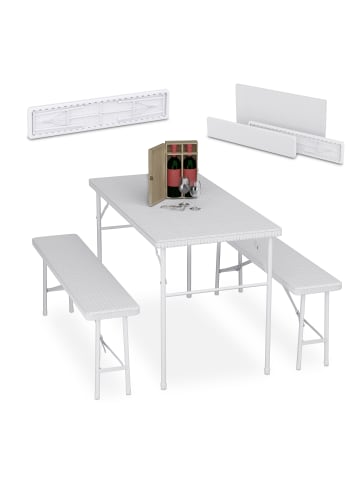 relaxdays 3-tlg. Bierzeltgarnitur in Weiß