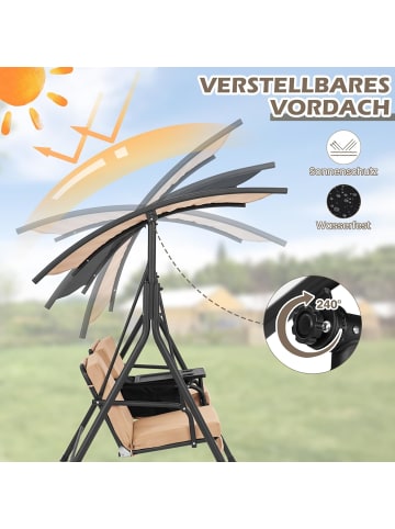 COSTWAY Gartenschaukel 2 Sitzer 181cm mit Kühltasche in Braun