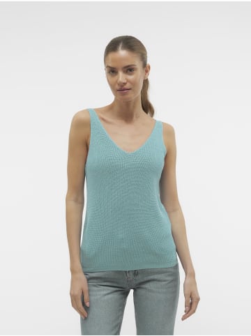 Vero Moda Geripptes Struktur Top Ärmelloses Strick Oberteil VMNEWLEX in Türkis