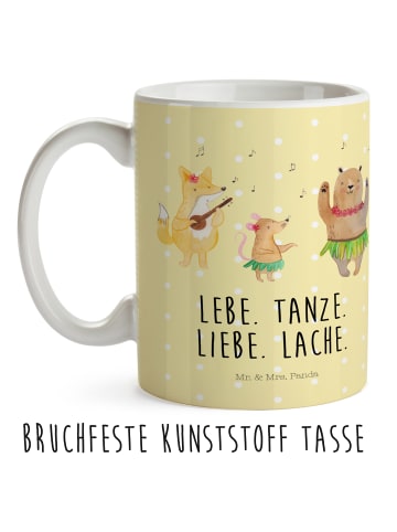Mr. & Mrs. Panda Plastikbecher Waldtiere Aloha mit Spruch in Gelb Pastell