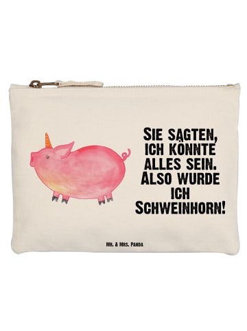 Mr. & Mrs. Panda Kosmetiktasche Einhorn Schwein mit Spruch in Weiß