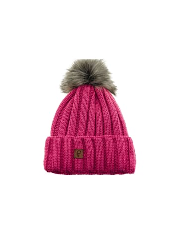 Faera Mütze zum Warmhalten im Herbst oder Winter Bommel-Mütze mit Futter in Fuchsia