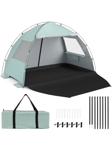 COSTWAY Strandmuschel mit Vordach 220 x 150 x 150 cm in Grün