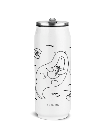 Mr. & Mrs. Panda Getränkedosen Trinkflasche Otter Seerose ohne S... in Weiß