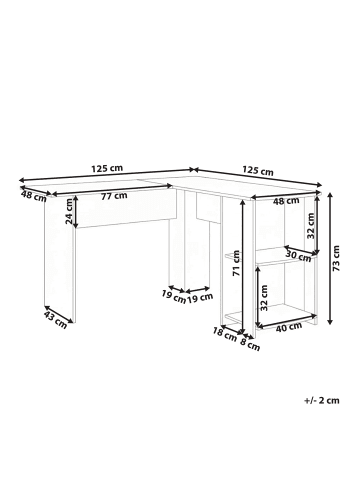 Beliani Schreibtisch SNYDER in Weiß - (W) 125 x (H) 73 x (L) 125 cm