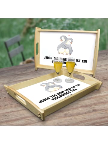 Mr. & Mrs. Panda Tablett Pinguine Kuscheln mit Spruch in Weiß