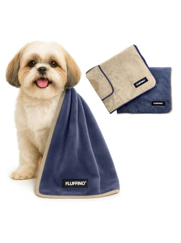 FLUFFINO Hundehandtuch Set 2-tlg. S beige/blau  Bunt