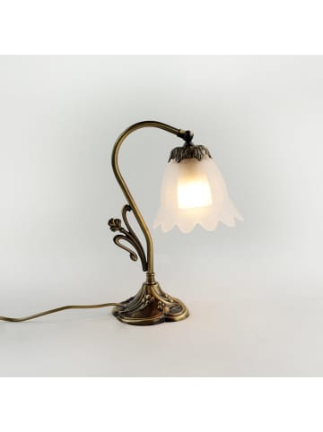 Licht-Erlebnisse Tischlampe (B)13 x (L)14.5 x (H)32 cm in Bronze hell glänzend Weiß