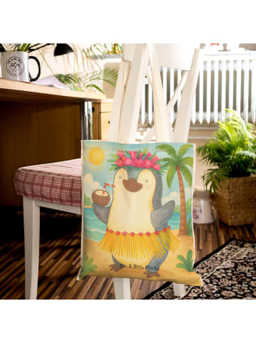 Mr. & Mrs. Panda Strandtasche Pinguin Kokosnuss Design ohne Spruch in Weiß