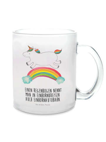 Mr. & Mrs. Panda Teetasse Einhorn Regenbogen mit Spruch in Transparent