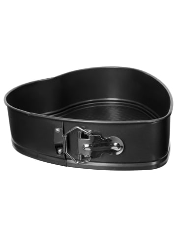 5five Simply Smart Backform, Blatt mit Herzmotiv, Antihaft in Schwarz, (B) 23 x (H) 6,5 x (L) 24 cm