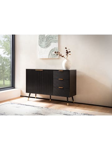 FineBuy Sideboard in Schwarz / Spanplatte / 120x39x81
