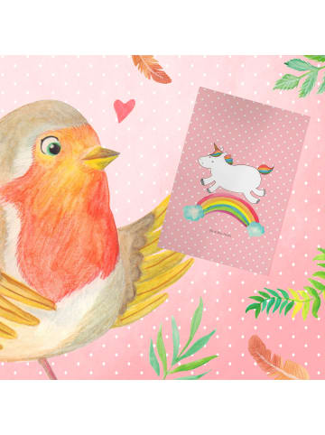 Mr. & Mrs. Panda Klappkarte Einhorn Regenbogen ohne Spruch in Rot Pastell