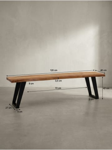 KADIMA DESIGN Esszimmerbank 140x40x45,5 cm Massivholz / Metall mit