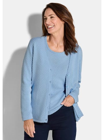 GOLDNER Strickjacke Baumwoll-Feinstrickjacke, Langarm in hellblau