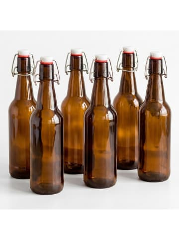 relaxdays 6x Flasche in Braun - 500 ml