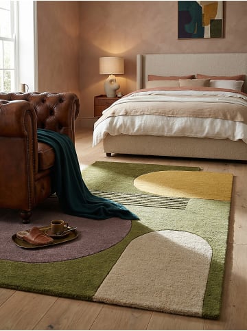 KADIMA DESIGN Teppich Wolle Handgetuftet HALLEIN Abstrakt Wohnzimmer Modern in Grün