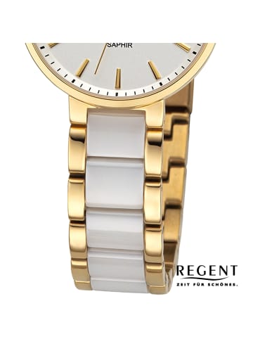 Regent Analog-Armbanduhr Regent Metallarmband gold, weiß klein (ca. 30mm)