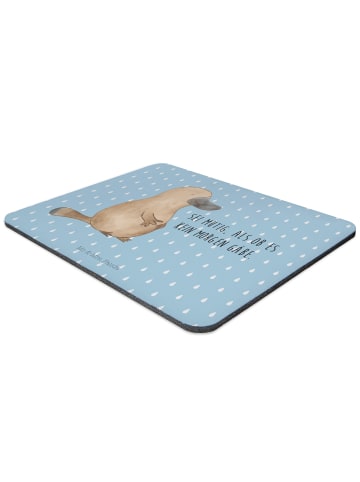 Mr. & Mrs. Panda Mouse Pad Schnabeltier Mut mit Spruch in Blau Pastell