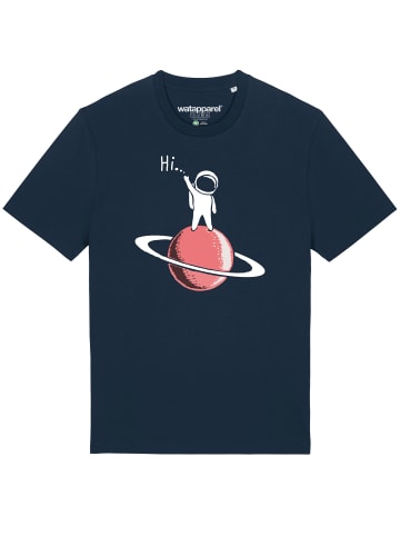 wat? Apparel T-Shirt Astronaut says Hi in Dunkelblau