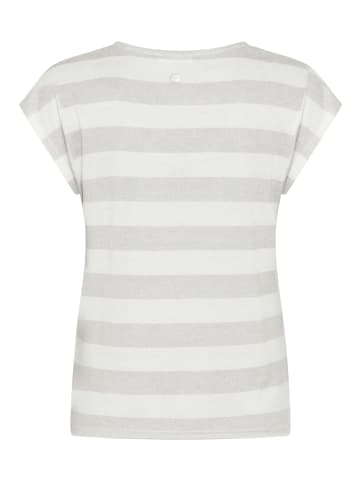 Tamaris V-Shirt in beige-offwhite gestreift