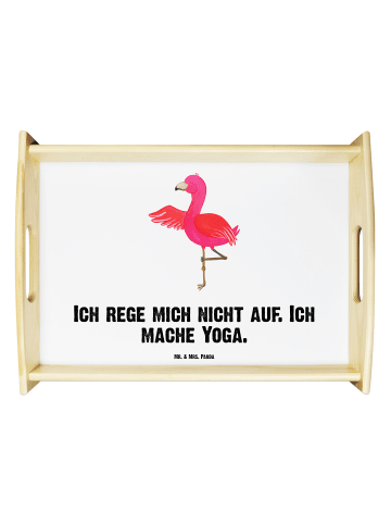 Mr. & Mrs. Panda Bett-Tablett Flamingo Yoga mit Spruch in Weiß