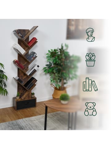 relaxdays Bücherregal in Braun - (B)38 x (H)146 x (T)22 cm