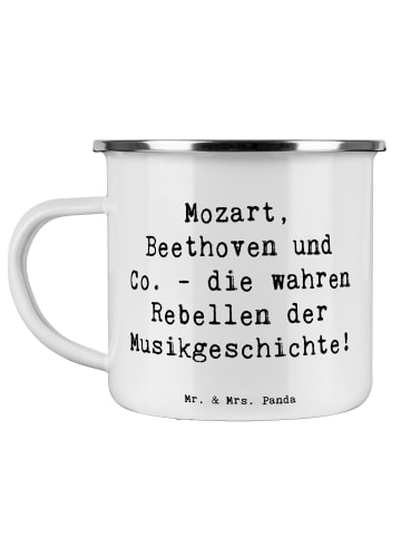 Mr. & Mrs. Panda Camping Emaille Tasse Spruch Klassik Rebellen m... in Weiß