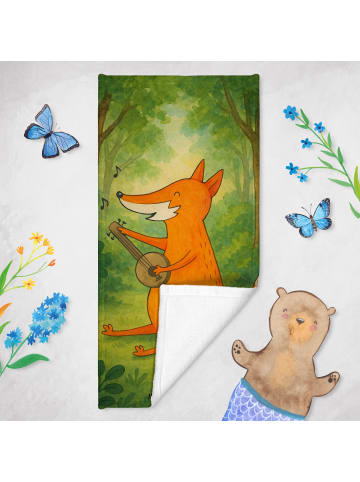 Mr. & Mrs. Panda Duschtuch Fuchs Gitarre Design ohne Spruch in Weiß